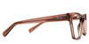 Asio eyeglasses in the russet variant - have broad temples.