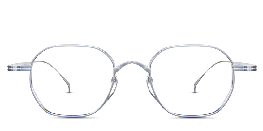 Audra eyeglasses in the stone variant - it's a titanium frame in color silver.