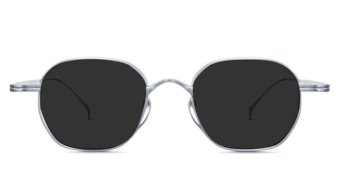 Audra Black Sunglasses Solid in the Stone variant - it's a titanium frame with a high V-shape nose bridge and a slim temple with designer tips.