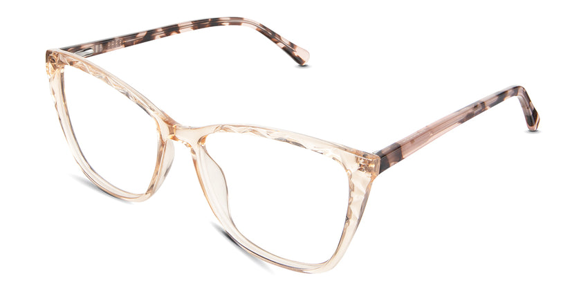 Bethany eyeglasses in the bellini variant - have acetate nose pads.