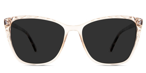 Bethany Black Sunglasses Solid in the Bellini variant - it's a transparent full-rimmed frame with acetate nose pads and regular-length temples.