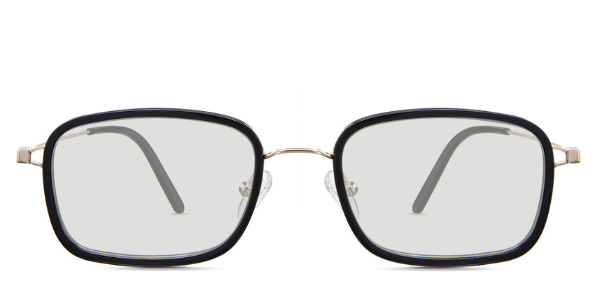 Bevin black tinted Standard Solid in the Obsidian variant - it's a full-rimmed acetate frame with a narrow nose bridge and a skinny metal temple arm.