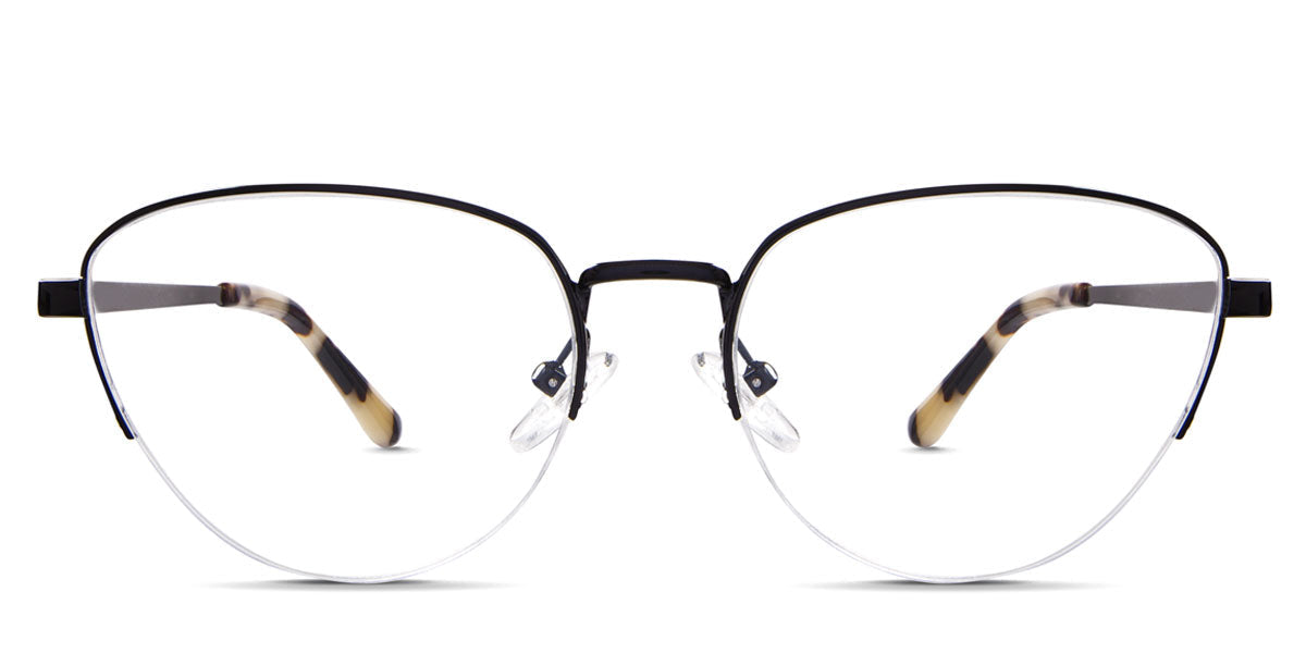 Burke eyeglasses in the anchors variant - it's a half-rimmed metal frame in color black.