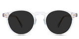 Carey gray Polarized in the Crystal variant - it's a transparent round-shaped frame with a medium-width nose bridge and a slim temple.