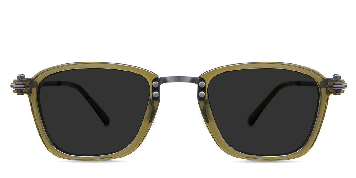 Chase gray Polarized glasses in the Moss variant - it's a rectangular shape frame with a wide nose bridge of 23mm and slim temples.