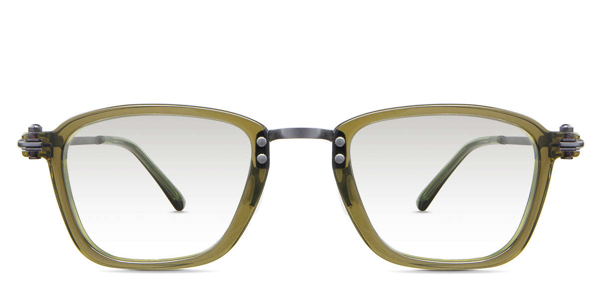 Chase black tinted Gradient in the Moss variant - it's a rectangular shape frame with a wide nose bridge of 23mm and slim temples.