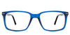 Dante eyeglasses in the navy variant - it's a rectangular frame in color navy and black.