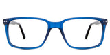 Dante eyeglasses in the navy variant - it's a rectangular frame in color navy and black.