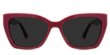 Deanna gray Polarized in the Burgundy variant - It's a full-rimmed frame with acetate built-in nose pads and a frame name and color imprinted inside the arm.