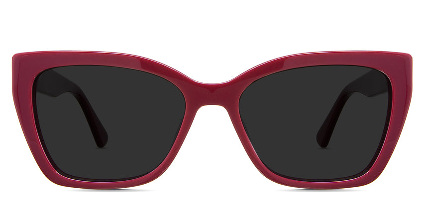 Deanna gray Polarized in the Burgundy variant - It's a full-rimmed frame with acetate built-in nose pads and a frame name and color imprinted inside the arm.