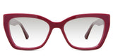 Deanna black tinted Gradient in the Burgundy variant - It's a full-rimmed frame with acetate built-in nose pads and a frame name and color imprinted inside the arm.