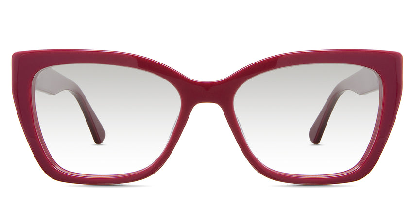 Deanna black tinted Gradient in the Burgundy variant - It's a full-rimmed frame with acetate built-in nose pads and a frame name and color imprinted inside the arm.