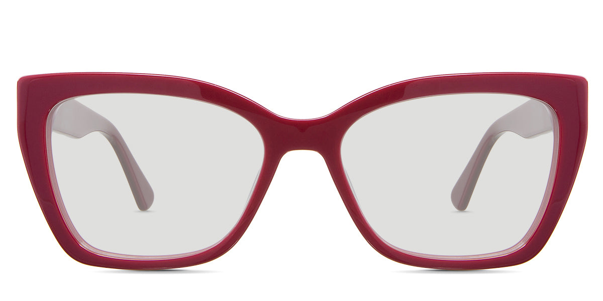 Deanna black tinted Standard Solid in the Burgundy variant - It's a full-rimmed frame with acetate built-in nose pads and a frame name and color imprinted inside the arm.