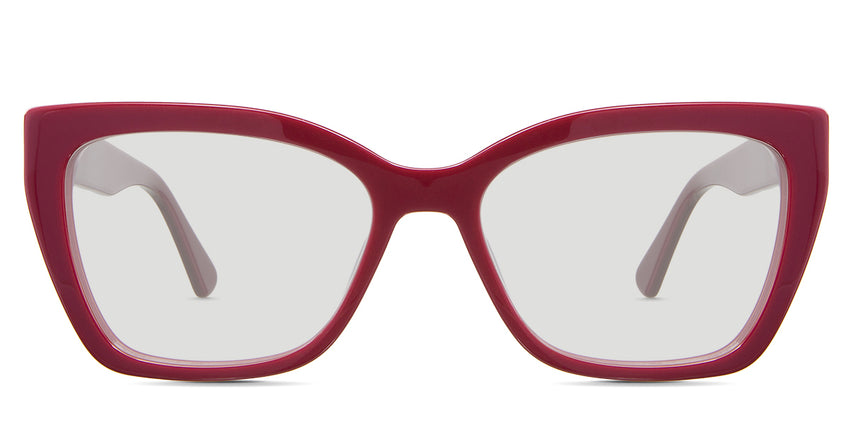 Deanna black tinted Standard Solid in the Burgundy variant - It's a full-rimmed frame with acetate built-in nose pads and a frame name and color imprinted inside the arm.