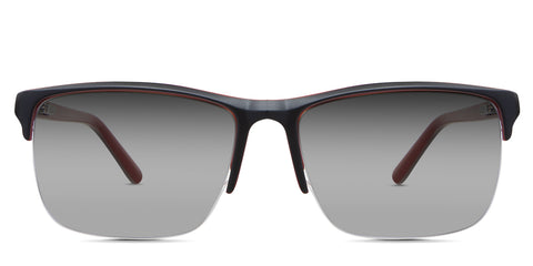 Dillon black tinted Gradient glasses in the Garnet variant - it's a rectangular half-rimmed acetate frame with a built-in nose pad.