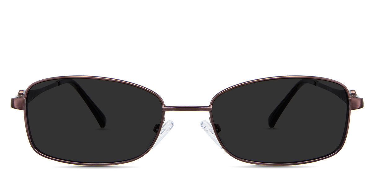 Elie Gray Polarized in the Eggplant - are metal frames in purple and have a flat nose bridge and a silicon adjustable nose pad.