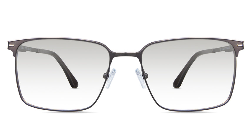 Griffin black tinted Gradient in the otter variant - are rectangular frames with adjustable nose pads and a combination of a metal arm and acetate temple tips.