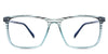 Hugo eyeglasses in the sea variant - it's a rectangular frame in color green and blue.