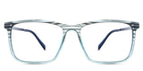 Hugo eyeglasses in the sea variant - it's a rectangular frame in color green and blue.