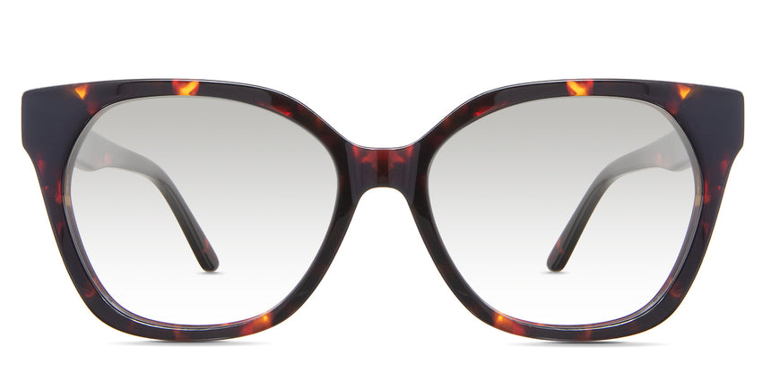 Josie Black Tinted Gradient in the Brush variant - it's an oval cat-eye-shaped frame with a low-width nose bridge and a 140mm temple arm length.