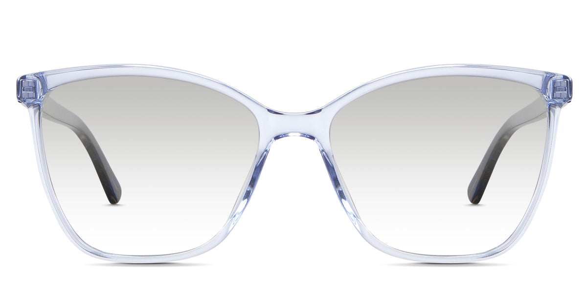 Kimberly black tinted Gradient in the Leadwort variant - it's an acetate frame with wide viewing lenses, a transparent rim, and a slim temple.