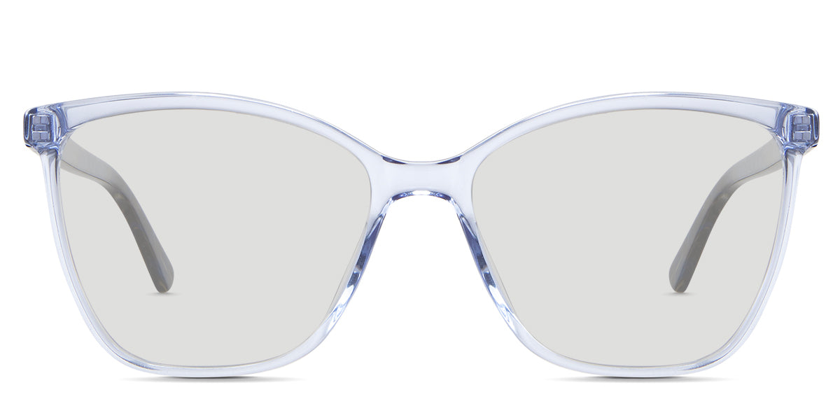 Kimberly black tinted Standard Solid in the Leadwort variant - it's an acetate frame with wide viewing lenses, a transparent rim, and a slim temple.