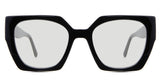 Lenor black tinted Standard Solid in the Midnight variant - it's an oversized frame with a roundish square lens shape and a thick temple.