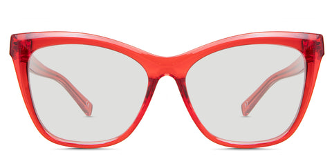 Lia black tinted Standard Solid glasses in the Coquelicot variant - is an acetate frame with a U-shaped nose bridge, built-in nose pads, and a visible silver patterned wire core inside both arms.