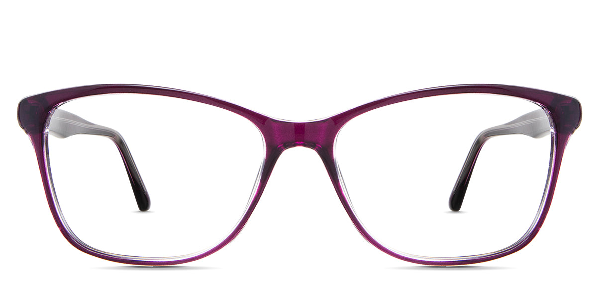 Liv eyeglasses in the grapes variant - it's a combination of round and cat-eye-shaped frames.