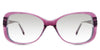 Lois Black tinted Gradient in the tayberry variant - is a full-rimmed frame with a narrow nose bridge and a name and size imprint inside the arm.