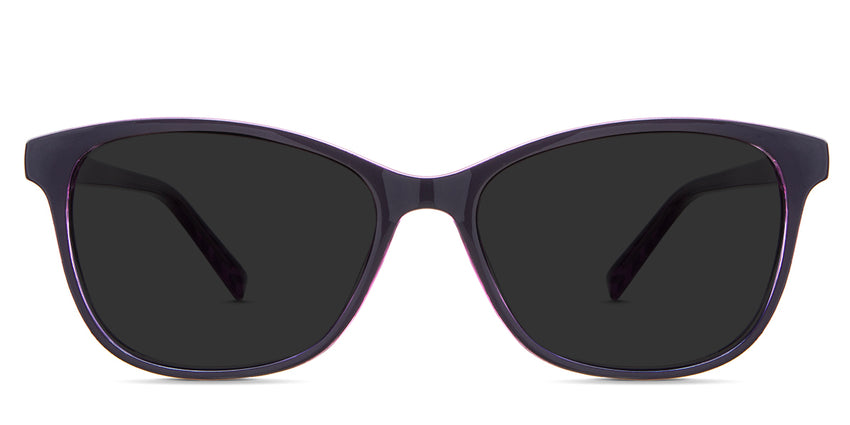 Lorela gray Polarized in the Berry variant - it's an oval-shaped frame with a narrow-width nose bridge and a slim temple arm.