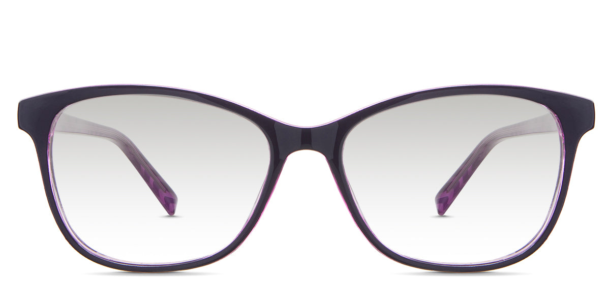 Lorela black tinted Gradient in the Berry variant - it's an oval-shaped frame with a narrow-width nose bridge and a slim temple arm.