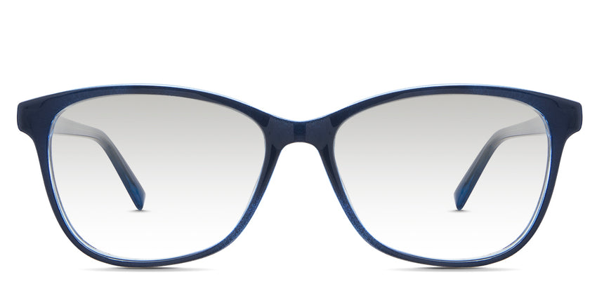 Lorela black tinted Gradient in the T.Navy variant - it's a full-rimmed frame with a U-shaped nose bridge and square-shaped temple tips.