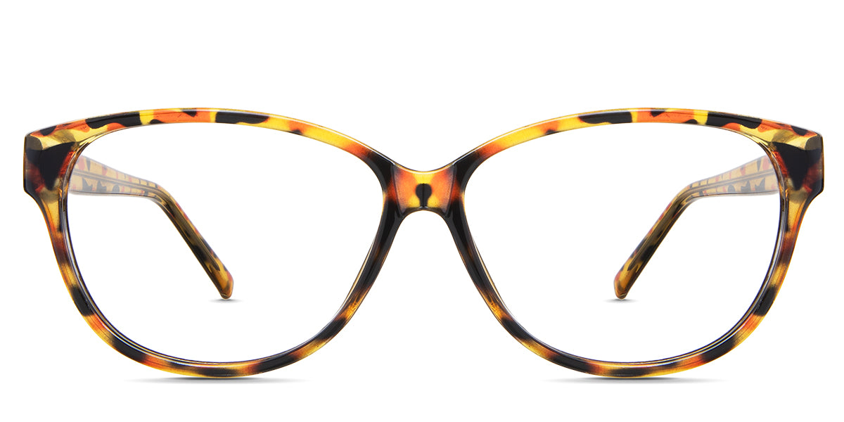 Lottie eyeglasses in the demi variant - it's an oval-shaped frame in tortoise color.