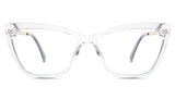 Malia eyeglasses in the crystal variant - it's a full-rimmed acetate frame in crystal color.