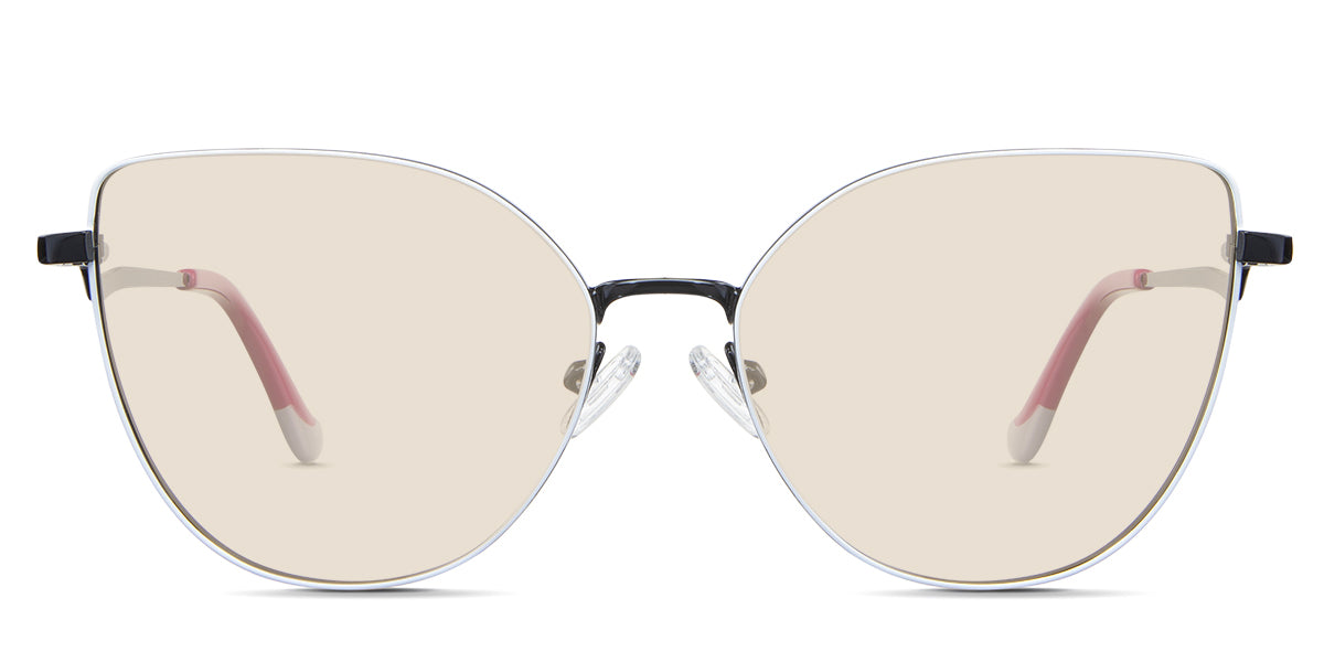 Margo Beige Tinted Solid in the Honeycup variant - it's a full-rimmed metal frame with silicone nose pads and a Z-shaped temple arm.