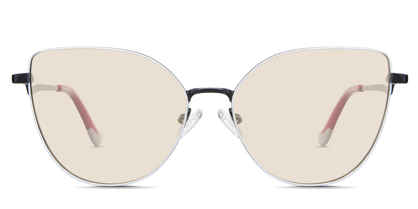 Margo Beige Tinted Solid in the Honeycup variant - it's a full-rimmed metal frame with silicone nose pads and a Z-shaped temple arm.