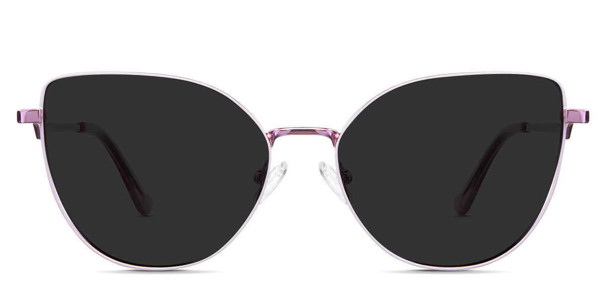 Margo Gray Polarized in the Lotus variant - it's a cat-eye-shaped frame with a narrow nose bridge of 15mm and short temples.