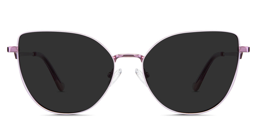 Margo Gray Polarized in the Lotus variant - it's a cat-eye-shaped frame with a narrow nose bridge of 15mm and short temples.