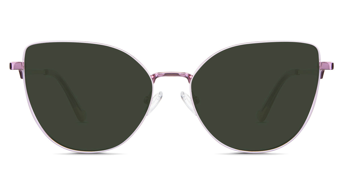 Margo Green Polarized in the Lotus variant - it's a cat-eye-shaped frame with a narrow nose bridge of 15mm and short temples.