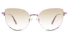 Margo Beige Tinted Gradient in the Lotus variant - it's a cat-eye-shaped frame with a narrow nose bridge of 15mm and short temples.