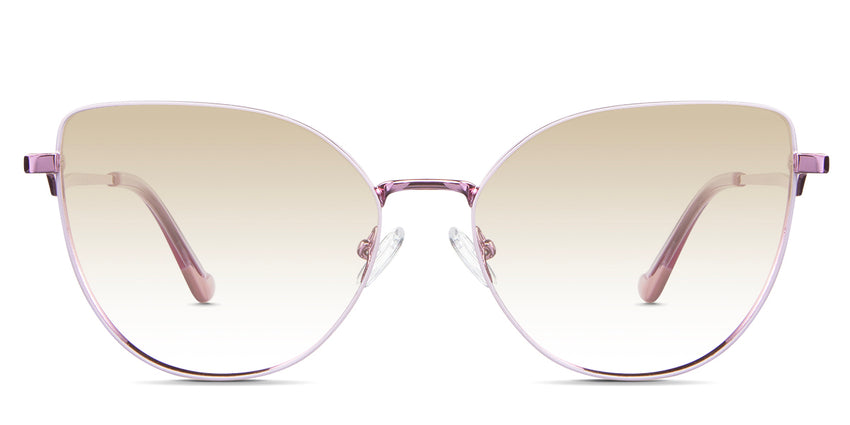 Margo Beige Tinted Gradient in the Lotus variant - it's a cat-eye-shaped frame with a narrow nose bridge of 15mm and short temples.