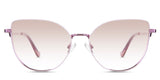 Margo Rose Tinted Gradient in the Lotus variant - it's a cat-eye-shaped frame with a narrow nose bridge of 15mm and short temples.