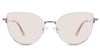 Margo Rose Tinted Solid in the Lotus variant - it's a cat-eye-shaped frame with a narrow nose bridge of 15mm and short temples.