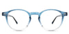 Milanez eyeglasses in the rainshower variant - it's an acetate frame in color gradient blue.