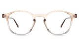 Milanez eyeglasses in the scallop variant - it's a round shape frame in gradient brown to gray.