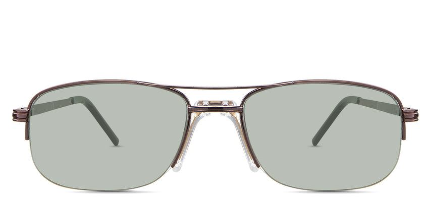 Niral Green tinted Solid in the Pekan variant - is an aviator-shaped frame with acetate built-in nose pads and a 145mm temple arm.