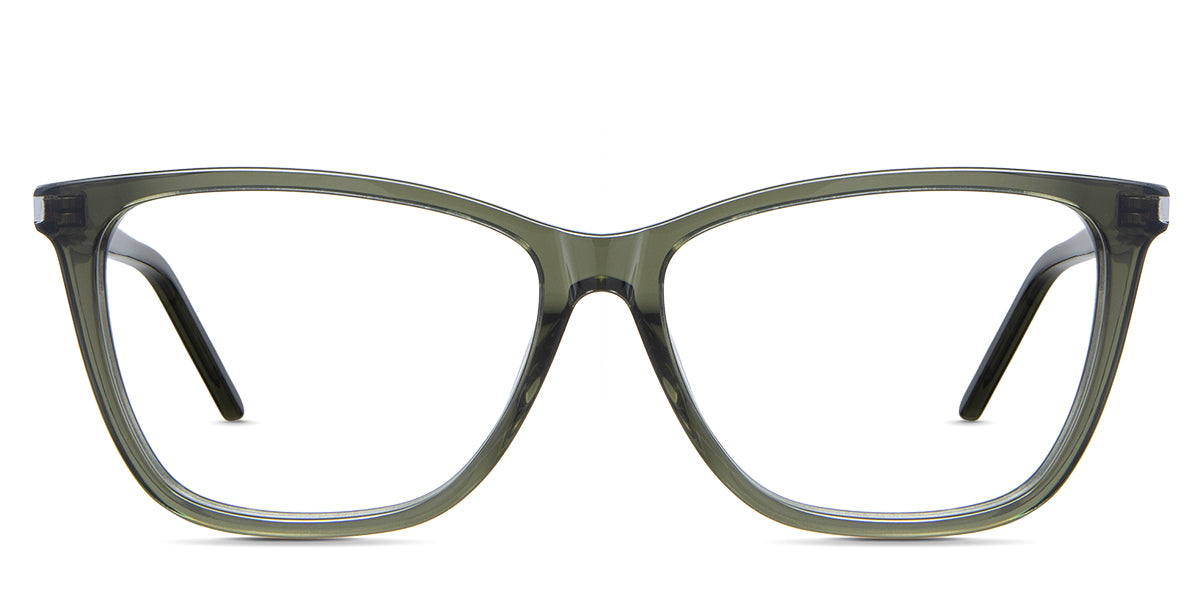 Ophelia eyeglasses in the seaweed variant - it's an acetate frame in color green.