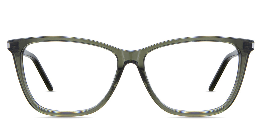 Ophelia eyeglasses in the seaweed variant - it's an acetate frame in color green.