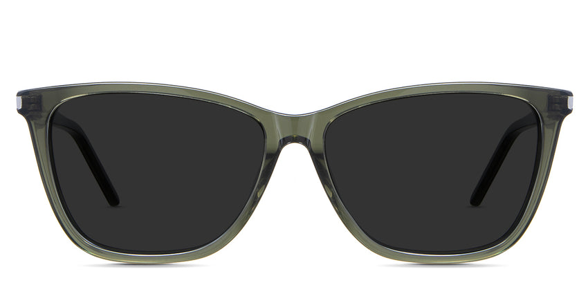 Ophelia black tinted Standard Solid in the Seaweed variant - it's an acetate frame with a narrow U-shaped nose bridge and a thin temple tip.